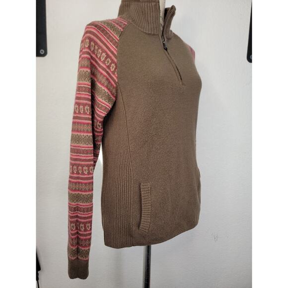 The North Face Sweater Womens SZ Medium Aztec Print 1/4 Zip Wool Blend Outdoor - Picture 3 of 13